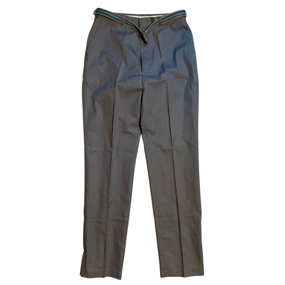 Pyramid Vintage Gray Pleated High Waist Straight Leg Trouser W/ Belt Size 15/16